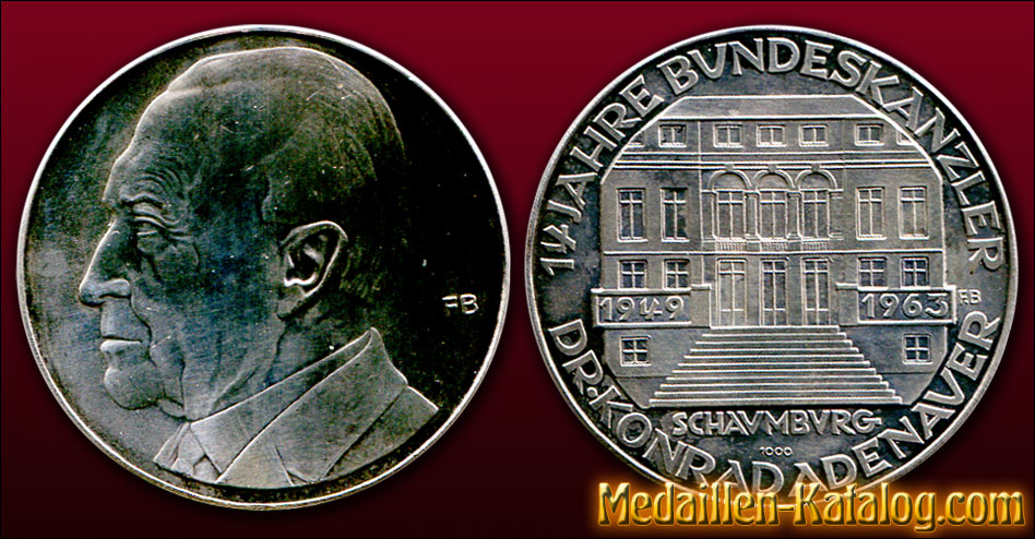 Dr. Konrad Adenauer – 14 Jahre Bundeskanzler 1963 | Gold & Silber Medaille Münze Gedenkmedaille Gedenkmünze