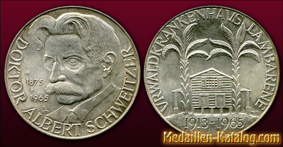 Doktor Albert Schweitzer - Urwaldkrankenhaus Lambarene - 1913-1965 | Gold & Silber Medaille Münze Gedenkmedaille Gedenkmünze