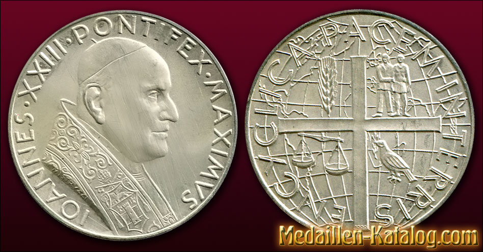 Johannes XXIII Pontifex Maximus - Encyclica Pacem In Terris 1963 | Gold & Silber Medaille Münze Gedenkmedaille Gedenkmünze