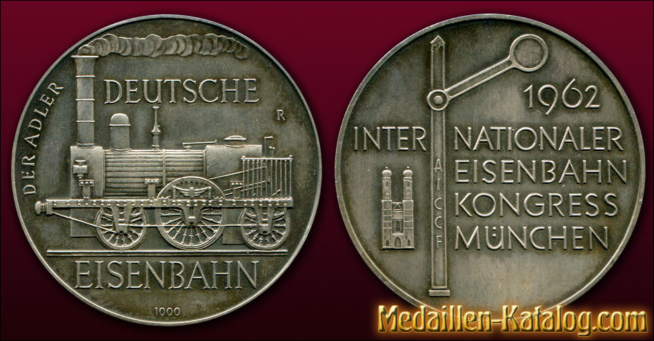 Der Adler Deutsche Eisenbahn Internationaler Eisenbahn Kongress München AICCF 1962 | Gold & Silber Medaille Münze Gedenkmedaille Gedenkmünze